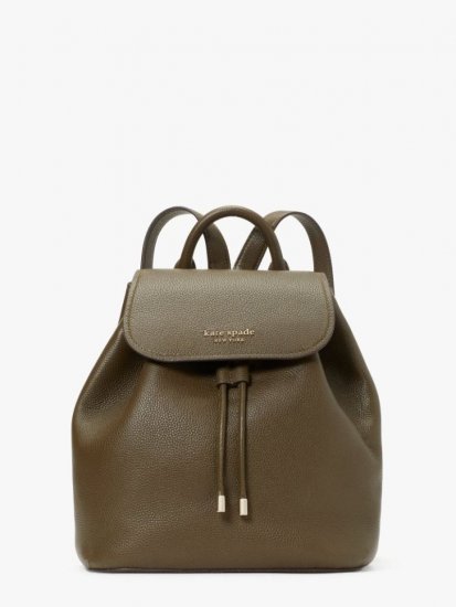 Kate Spade | Duck Green Sinch Pebbled Leather Medium Flap Backpack - Click Image to Close