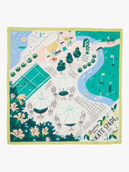 Kate Spade | 992 Multi (April) Country Club Silk Square Scarf - Click Image to Close