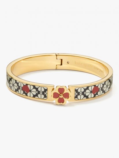 Kate Spade | Cream Sp Flw Hrt Heritage Spade Flower Hinged Bangle - Click Image to Close