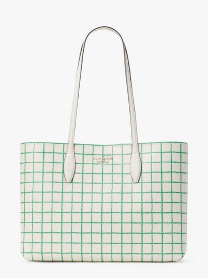 Kate Spade | Parchment Multi All Day Tennis Check Large Tote - Click Image to Close