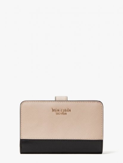 Kate Spade | Warm Beige/Black Spencer Compact Wallet - Click Image to Close