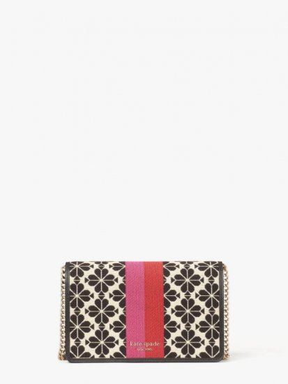 Kate Spade | Cream Multi Spade Flower Jacquard Stripe Chain Wallet - Click Image to Close