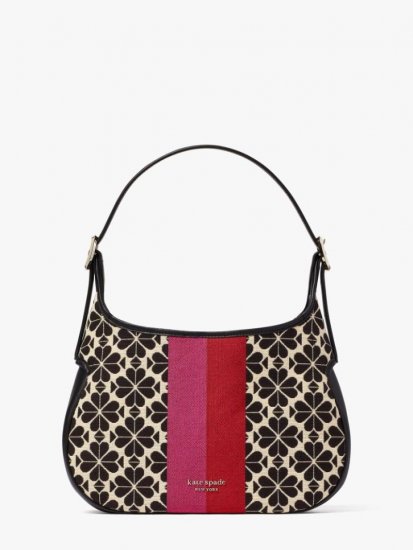Kate Spade | Cream Multi Spade Flower Jacquard Stripe Penny Small Hobo Bag - Click Image to Close