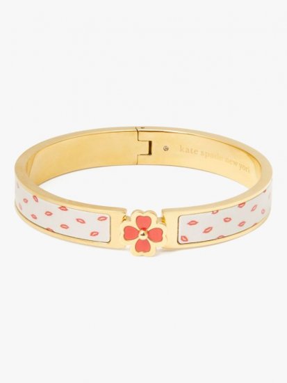 Kate Spade | Cream Kisses Heritage Spade Flower Hinged Bangle - Click Image to Close