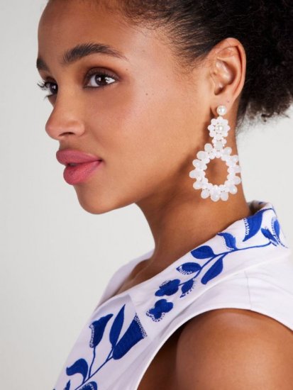 Kate Spade | White. Marguerite Beaded Earrings - Click Image to Close