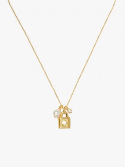 Kate Spade | Cream Multi Lock And Spade Charm Mini Pendant - Click Image to Close