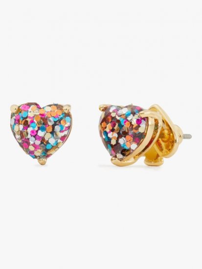 Kate Spade | Multi Glitter My Love Glitter Heart Studs - Click Image to Close