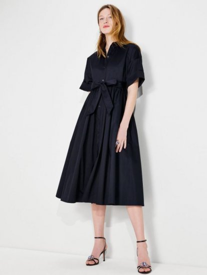 Kate Spade | Black Poplin Midi Montauk Dress - Click Image to Close