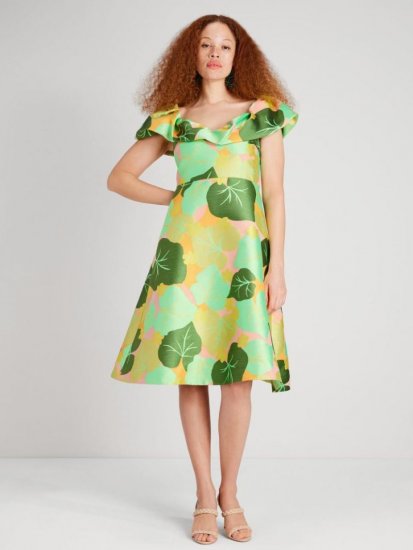 Kate Spade | Multi Cucumber Floral Flounce Dress - Click Image to Close