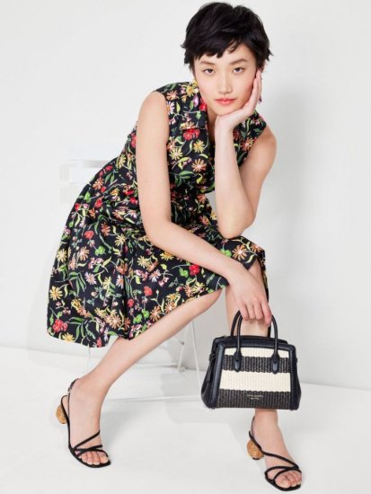 Kate Spade | Black Multi. Rooftop Garden Floral Marina Dress - Click Image to Close