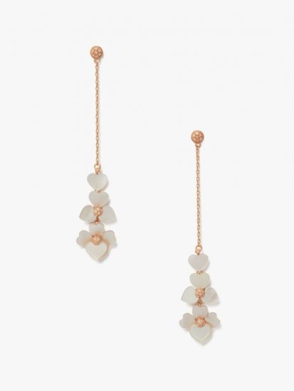 Kate Spade | Cream Multi/Rose Gold Precious Pansy Linear Earrings - Click Image to Close