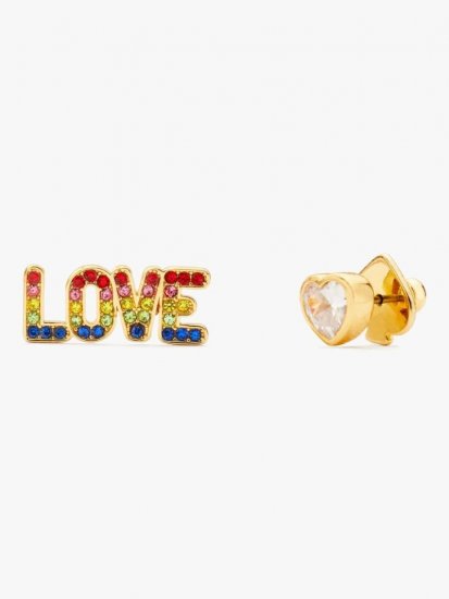 Kate Spade | Multi Rainbow Love Asymmetrical Studs - Click Image to Close