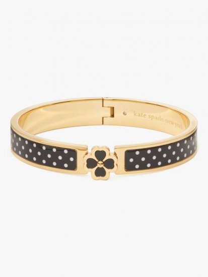 Kate Spade | Black/White Heritage Spade Flower Hinged Bangle - Click Image to Close