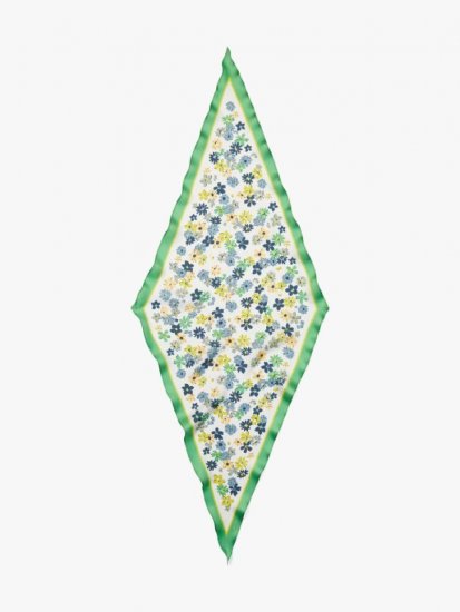 Kate Spade | 100 Fresh White (April) Floral Medley Silk Diamond Scarf - Click Image to Close