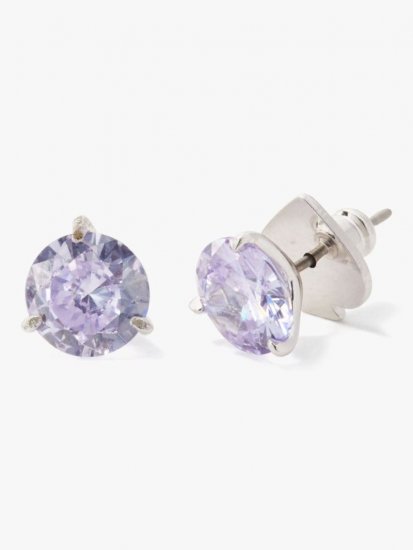 Kate Spade | Light Amethyst Brilliant Statements Tri-Prong Studs - Click Image to Close