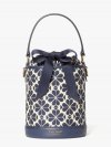 Kate Spade | Blue Multi Spade Flower Jacquard Picnic Small Bucket Bag