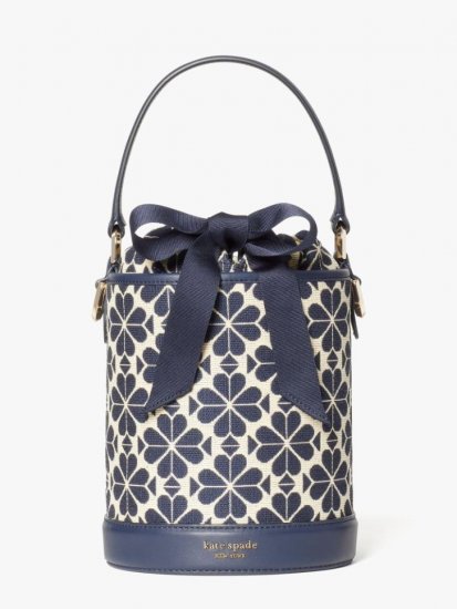 Kate Spade | Blue Multi Spade Flower Jacquard Picnic Small Bucket Bag - Click Image to Close