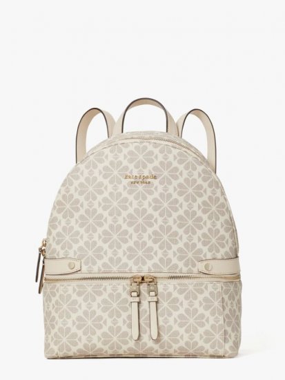 Kate Spade | Parchment Multi Spade Flower Coated Canvas Day Pack Medium Backpack - Click Image to Close