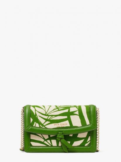 Kate Spade | Bitter Greens Multi Knott Palm Fronds Canvas Flap Crossbody - Click Image to Close