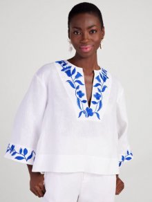 Kate Spade | Fresh White Embroidered Zigzag Floral Tunic Top