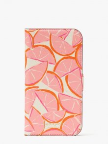 Kate Spade | Pink Multi. Spencer Grapefruit Iphone 13 Pro Max Magnetic Wrap Folio Case