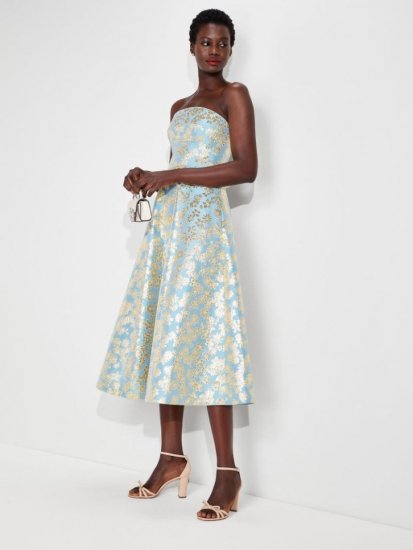 Kate Spade | Tranquil Blue Floral Medley Brocade Dress - Click Image to Close