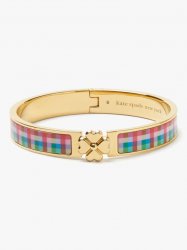 Kate Spade | Blue Madras Plaid Heritage Spade Flower Hinged Bangle