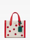 Kate Spade | Bright Red Multi Manhattan Tomato Embroidered Canvas Small Tote