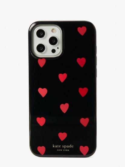 Kate Spade | Black Multi. Glitter Hearts Iphone 12 Pro Max Case - Click Image to Close