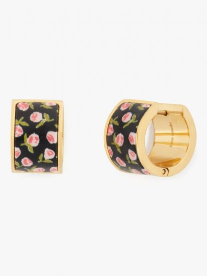 Kate Spade | Black Ditsy Rose Heritage Spade Flower Huggies - Click Image to Close