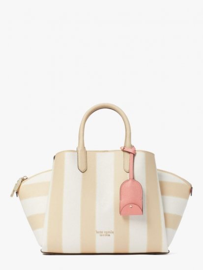 Kate Spade | Warm Stone Multi Avenue Awning Stripe Medium Satchel - Click Image to Close