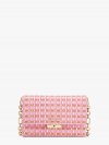 Kate Spade | Pink Multi. Carlyle Raffia Tweed Chain Wallet