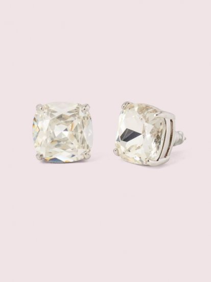 Kate Spade | Clear/Silver Small Square Studs - Click Image to Close