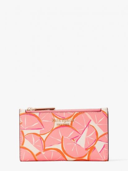 Kate Spade | Pink Multi. Spencer Grapefruit Small Slim Bifold Wallet - Click Image to Close