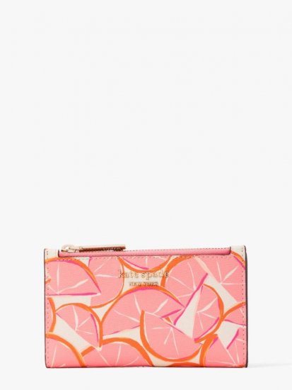 Kate Spade | Pink Multi. Spencer Grapefruit Small Slim Bifold Wallet - Click Image to Close