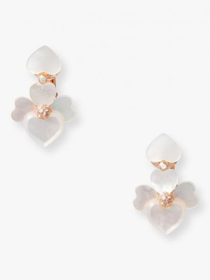 Kate Spade | Cream Multi/Rose Gold Precious Pansy Clip-On Drop Earrings - Click Image to Close