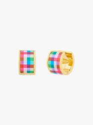 Kate Spade | Blue Madras Plaid Heritage Spade Flower Huggies