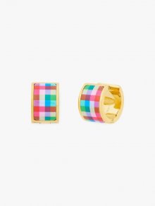 Kate Spade | Blue Madras Plaid Heritage Spade Flower Huggies