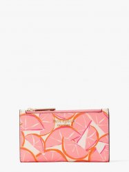 Kate Spade | Pink Multi. Spencer Grapefruit Small Slim Bifold Wallet