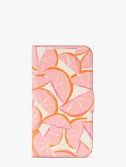 Kate Spade | Pink Multi. Spencer Grapefruit Iphone 13 Pro Magnetic Wrap Folio Case - Click Image to Close