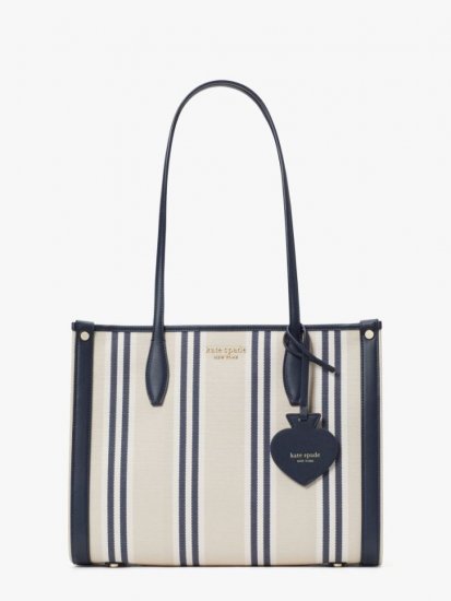 Kate Spade | Blazer Blue Multi Market Striped Canvas Medium Tote - Click Image to Close