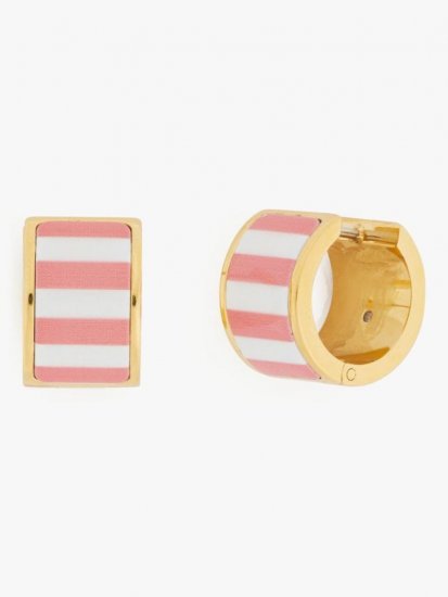 Kate Spade | Coral Lipstick Heritage Spade Flower Huggies - Click Image to Close