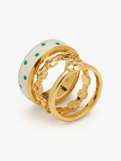 Kate Spade | Sun Dot Heritage Spade Flower Stacked Ring Set - Click Image to Close