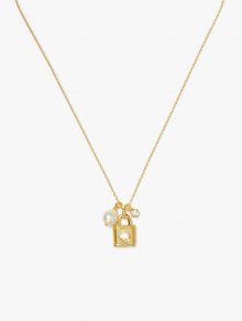 Kate Spade | Cream Multi Lock And Spade Charm Mini Pendant