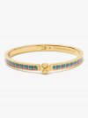 Kate Spade | Blue Madras Plaid Heritage Spade Flower Metal Thin Hinged Bangle