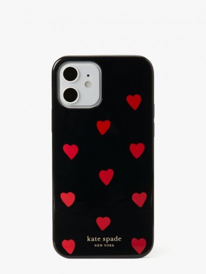 Kate Spade | Black Multi. Glitter Heart Iphone 12/12 Pro Case - Click Image to Close