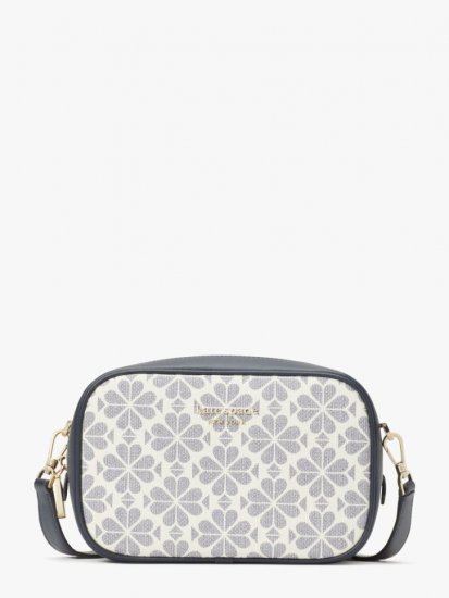 Kate Spade | Slate Blue Multi Spade Flower Coated Canvas Infinite Medium Camera Bag - Click Image to Close