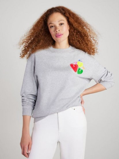 Kate Spade | Grey Melange. Hearts Sweatshirt - Click Image to Close