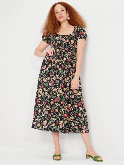 Kate Spade | Black Multi. Rooftop Garden Floral Riviera Dress - Click Image to Close