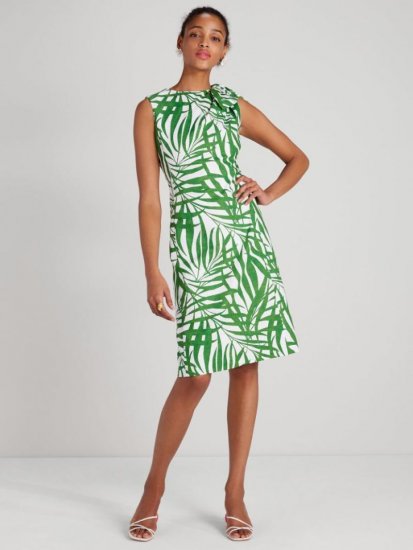 Kate Spade | Bitter Greens Palm Fronds Knot Shoulder Dress - Click Image to Close
